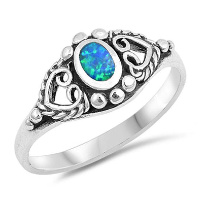 Sterling Silver Blue Lab Opal Ring
