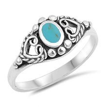 Load image into Gallery viewer, Sterling Silver With Stabilized Turquoise Cubic Zirconia Stone RingAnd Face Height 8mm