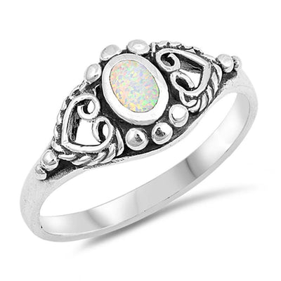 Sterling Silver With White Lab Opal Cubic Zirconia Stone RingAnd Face Height 8mm