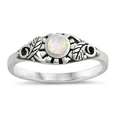 Sterling Silver White Lab Opal CZ Ring
