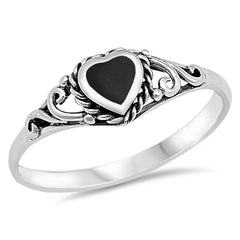 Sterling Silver With Black Aget Cubic Zirconia Stone RingAnd Face Height 6mm