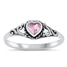 Load image into Gallery viewer, Sterling Silver Oxidized Pink CZ Ring