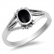 Load image into Gallery viewer, Sterling Silver Fancy Triple Split Band Ring with an Oval Black Onyx Stone in the CenterAnd Ring Face Height of 8MM