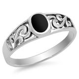 Sterling Silver With Black Onyx Cubic Zirconia Stone RingAnd Face Height 6mm