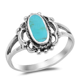 Sterling Silver With Turquoise Cubic Zirconia Stone RingAnd Face Height 13mm