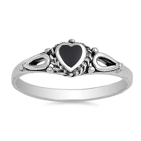 Sterling Silver With Black Onyx Cubic Zirconia Stone RingAnd Face Height 6mm