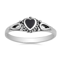 Sterling Silver With Black Onyx Cubic Zirconia Stone RingAnd Face Height 6mm
