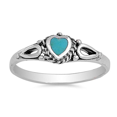 Sterling Silver With Stabilized Turquoise Cubic Zirconia Stone RingAnd Face Height 6mm