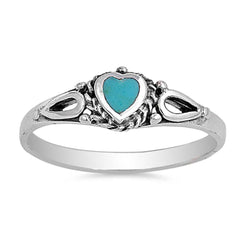 Sterling Silver With Stabilized Turquoise Cubic Zirconia Stone RingAnd Face Height 6mm