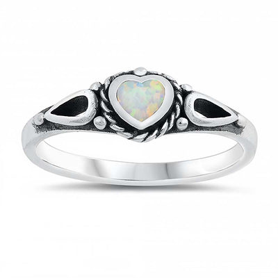 Sterling Silver White Lab Opal Ring