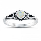 Sterling Silver White Lab Opal Ring