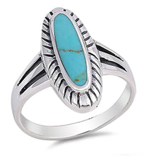 Load image into Gallery viewer, Sterling Silver With Stabilized Turquoise Cubic Zirconia Stone RingAnd Face Height 21mm