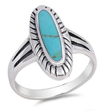 Sterling Silver With Stabilized Turquoise Cubic Zirconia Stone RingAnd Face Height 21mm