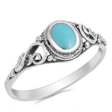 Load image into Gallery viewer, Sterling Silver Oval Stabilized Turquoise Stone Ring