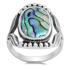 Sterling Silver 23MM Abalone Stone Ring