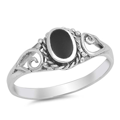 Sterling Silver With Black Onyx Cubic Zirconia Stone RingAnd Face Height 8mm