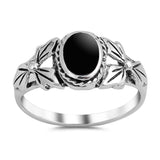 Sterling Silver With Black Onyx Cubic Zirconia Stone RingAnd Face Height 9mm