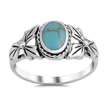 Load image into Gallery viewer, Sterling Silver With Stabilized Turquoise Cubic Zirconia Stone RingAnd Face Height 9mm