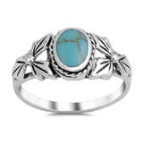 Sterling Silver With Stabilized Turquoise Cubic Zirconia Stone RingAnd Face Height 9mm