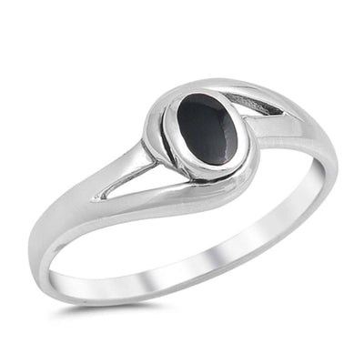 Sterling Silver With Black Onyx Cubic Zirconia Stone RingAnd Face Height 9mm