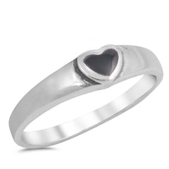 Sterling Silver With Black Onyx Cubic Zirconia Stone RingAnd Face Height 5mm