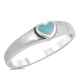 Sterling Silver With Stabilized Turquoise Cubic Zirconia Stone RingAnd Face Height 5mm