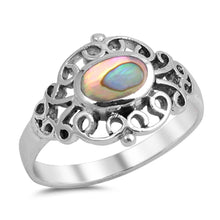 Load image into Gallery viewer, Sterling Silver With Abalone Cubic Zirconia Stone RingAnd Face Height 14mm