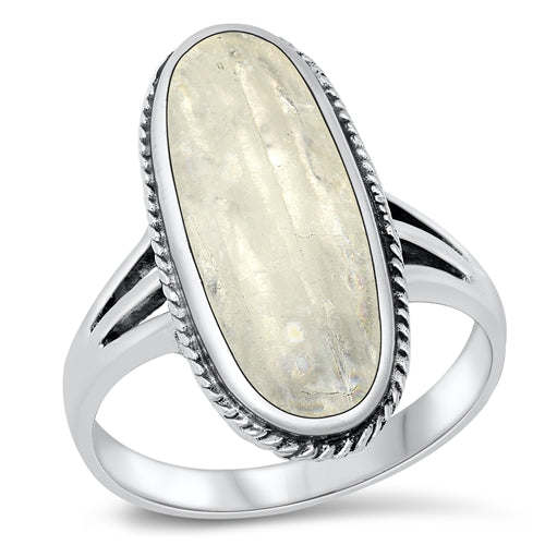Sterling Silver Oxidized Moonstone Oval Ring