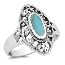 Load image into Gallery viewer, Sterling Silver With Stabilized Turquoise Cubic Zirconia Stone RingAnd Face Height 20mm