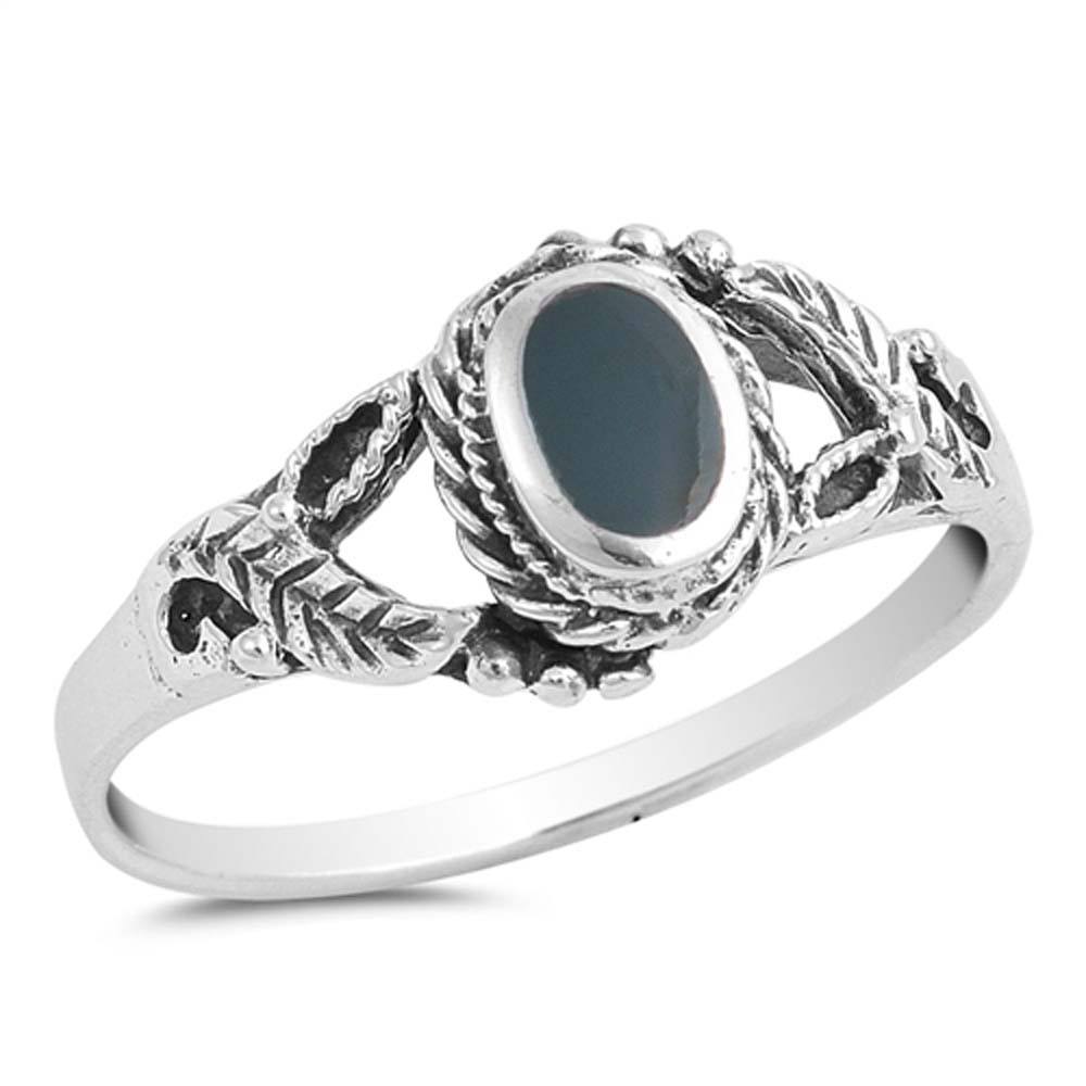 Sterling Silver With Black Onyx Cubic Zirconia Stone RingAnd Face Height 10mm