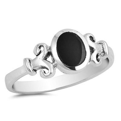 Sterling Silver With Black Onyx Cubic Zirconia Stone RingAnd Face Height 8mm