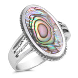 Sterling Silver With Abalone Cubic Zirconia Stone RingAnd Face Height 20mm