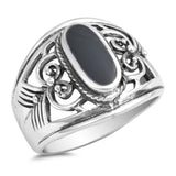 Sterling Silver With Black Onyx Cubic Zirconia Stone RingAnd Face Height 17mm