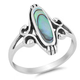 Sterling Silver With Abalone Cubic Zirconia Stone RingAnd Face Height 18mm