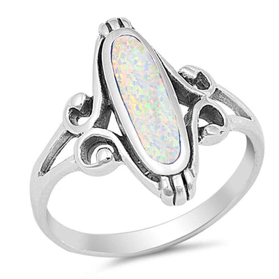 Sterling Silver With White Lab Opal Cubic Zirconia Stone RingAnd Face Height 18mm