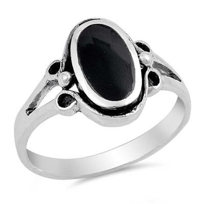 Sterling Silver With Black Onyx Cubic Zirconia Stone Ring And Face Height 13mm