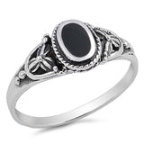 Sterling Silver With Black Onyx Cubic Zirconia Stone RingAnd Face Height 8mm