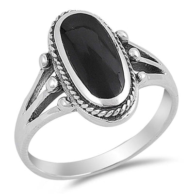 Sterling Silver With Black Onyx Cubic Zirconia Stone RingAnd Face Height 17mm