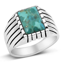 Load image into Gallery viewer, Sterling Silver Oxidized Genuine Turquoise Stone Ring-15.5mm