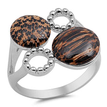 Load image into Gallery viewer, Sterling Silver Wood Cubic Zirconia Stone RingAnd Face Height 17mm