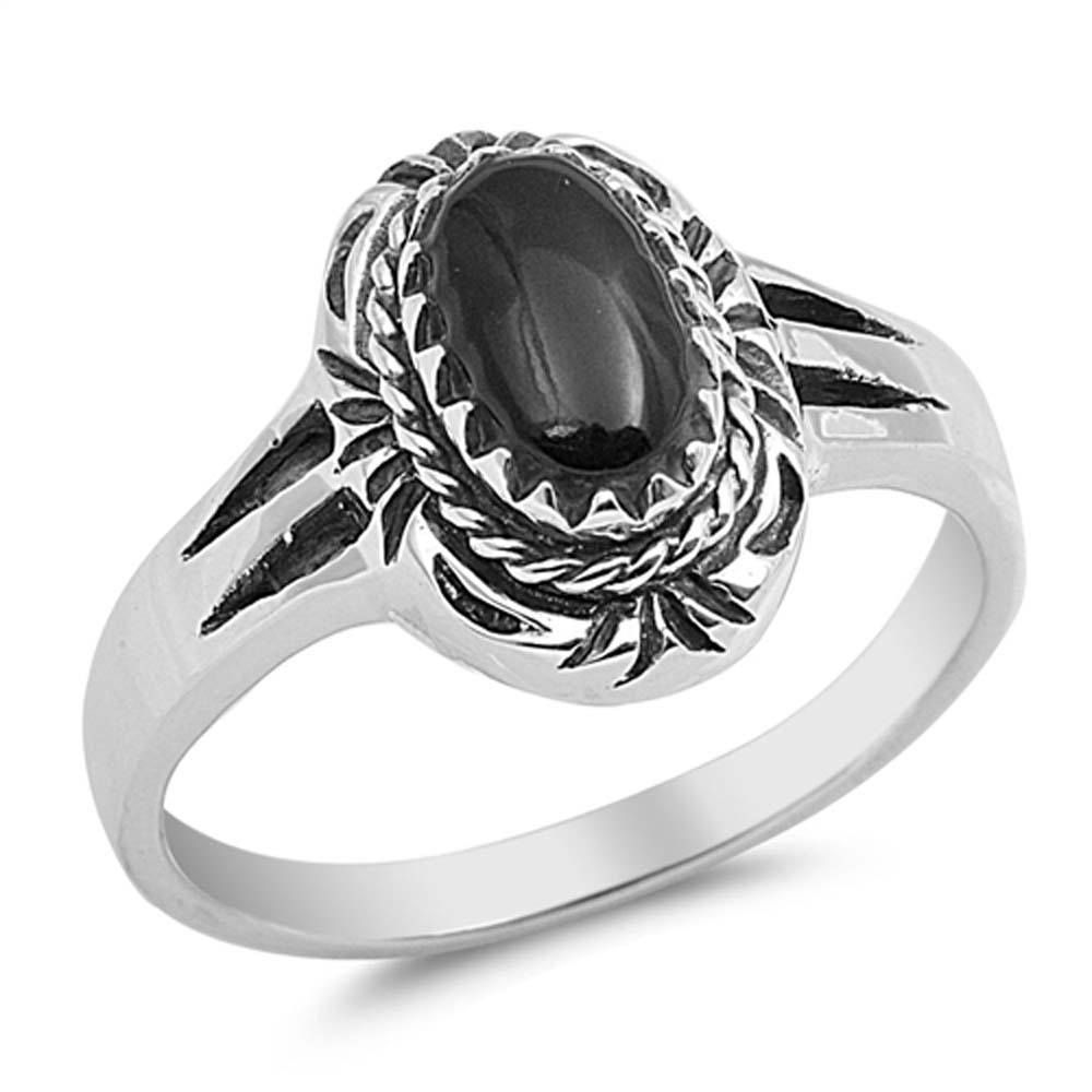 Sterling Silver Black Onyx Cubic Zirconia Stone RingAnd Face Height 13mm