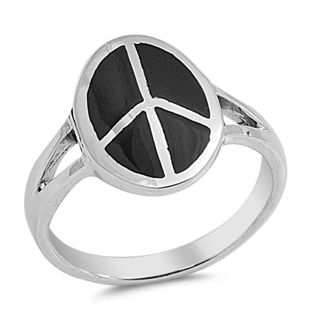 Sterling Silver Black Onyx Cubic Zirconia Stone RingAnd Face Height 15mm