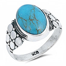 Load image into Gallery viewer, Sterling Silver With Stabilized Turquoise Cubic Zirconia Stone RingAnd Face Height 15mm