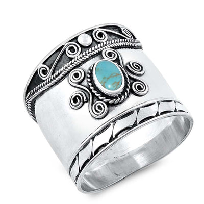 Sterling Silver Stabilized Turquoise Stone Ring