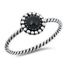 Load image into Gallery viewer, Sterling Silver Oxidized Round With Black Onyx Stone Ring
