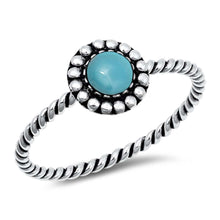 Load image into Gallery viewer, Sterling Silver Oxidized Round With Turquoise Stone Ring