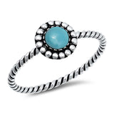 Sterling Silver Oxidized Round With Turquoise Stone Ring