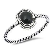 Load image into Gallery viewer, Sterling Silver Oxidized Oval With Black Onyx Stone Ring