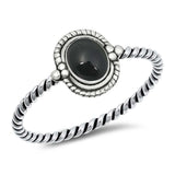 Sterling Silver Oxidized Oval With Black Onyx Stone Ring