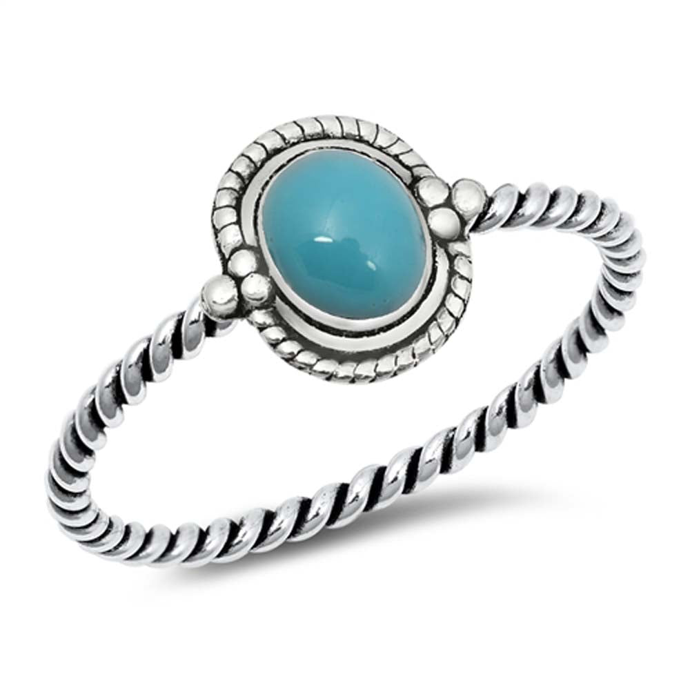 Sterling Silver Oxidized Oval With Turquoise Stone Ring